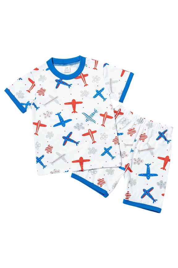 Toddler Little Kids Viscose From Bamboo Pajamas Set Short Sleeve Pjs Snug Fit Sleepwear 2pcs (Sky Blue, 7-8 Years)