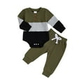 thumbnail image 1 of Xudanell Toddler Outfits for Boys Button Romper Baby Boy Simple Clothes 12-18 Months Color Blocking Set, 1 of 5