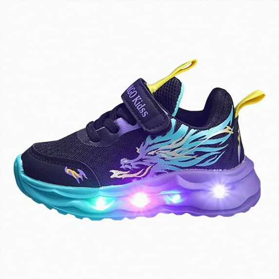 Xudanell Toddler Shoes Boy Light up Shoes Colorful Charging Toddler Sneakers Casual Walking Platform Sneakers