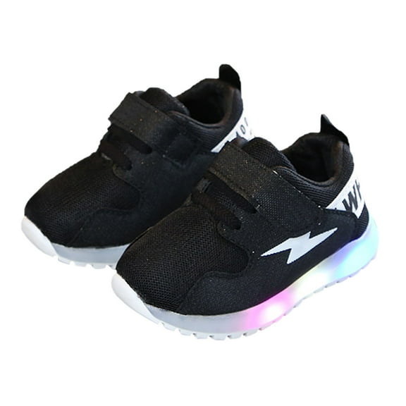 Xudanell Toddler Shoes Boys Luminous Shoes Sport Light up Shoes Baby Walkers for Boys Black