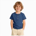 thumbnail image 1 of Xudanell Toddler Short Sleeve Henley Shirt Boys Ribbed T-Shirt, 1 of 6