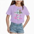 thumbnail image 1 of Xudanell Toddler Short Sleeve Shirts Cute Color T Shirt Top for Toddler Girls Casual Basic Wear Light Purple 2-3 Years, 1 of 4