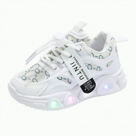 Xudanell Toddler Sneakers Light Luminous Shoes Slip on Baby Boy Shoes for Athletic Little Kid Platform Boys Sneakers