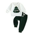 thumbnail image 1 of Xudanell Toddler Suit for Boys Christmas Tree Embroidery 12-18 Month Boy Clothes Christmas Set Fall Outfits White 0-6 Months, 1 of 7