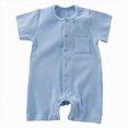 thumbnail image 1 of Xudanell Unisex Cotton Romper Boys Short Sleeve One-Piece Jumpsuit Girls Snap-up Bodysuits Summer Clothes Outfits (Light Blue,9-12 Months), 1 of 9