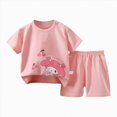 thumbnail image 1 of Xudanell Unisex Pajamas, Short Sleeve Tee Shorts 2-Piece PJ Set, Organic Cotton Size 5-6 Years, 1 of 3