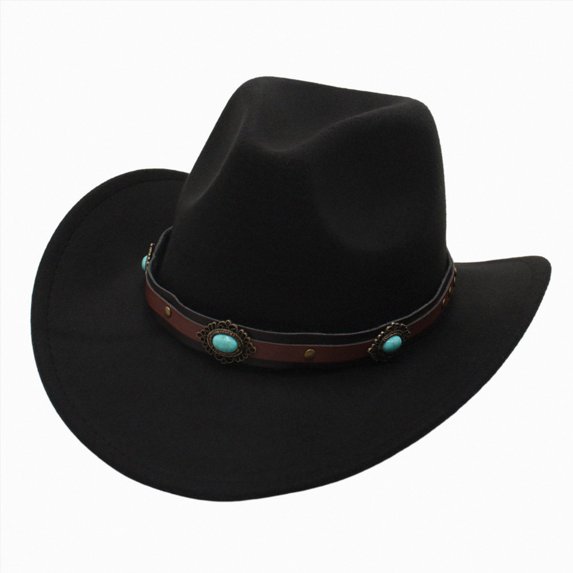 Xudanell Western Cowboy Hat for Kids Boy Girl Cowboy Cowgirl Dress Up Hat with Buckle Belt (Black, 3-8 Years)