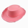 thumbnail image 1 of Xudanell Western Cowboy Hat for Kids Boy Girl Cowboy Cowgirl Dress Up Hat with Buckle Belt (Pink, 4-10 Years), 1 of 4