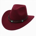 thumbnail image 1 of Xudanell Western Cowboy Hat for Kids Boy Girl Cowboy Cowgirl Dress Up Hat with Buckle Belt (Wine, 3-8 Years), 1 of 4