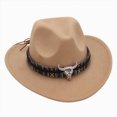 thumbnail image 1 of Xudanell Western Cowboy Hat for Kids Boys Girl Roll Up Fedora Hat with Buckle Belt (Beige, 3-8 Years), 1 of 4