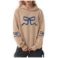 thumbnail image 1 of Xudanell Women Fashion Hoodies Sweatshirts Bow Print Oversized Hooded Sweatshirts Sports Top Work Clothes for Women Khaki XXXL, 1 of 5