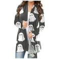 thumbnail image 1 of Xudanell Women Halloween Sweatshirt Print V Neck Cardigan Cute Oversized Women Clothes for Halloween Celebrations White XL, 1 of 4