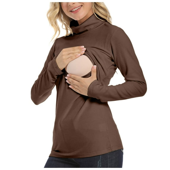 Xudanell Women Hoodie Fleece Winter Crewneck Nursing Sweatshirts Women Long Sleeve Tops for Breastfeeding