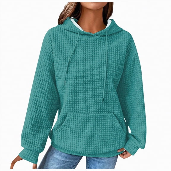 Xudanell Women Hoodies Solid Color Sweatshirt for Women Loose Fit Fall Clothes Warm Pullover Vintage Sweatshirt with Hood