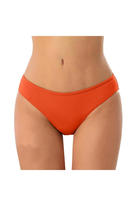 Women Standard Strappy Bikini Bottoms Full Coverage Bathing Suit Swim Low Rise Triangle Pants (Red,S)