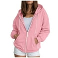 thumbnail image 1 of Xudanell Women Sweat Jacket with Hood Women Oversize Zip Sports Jacket Sweatshirt Jacket Lightweight Hoodies Pink XL, 1 of 9