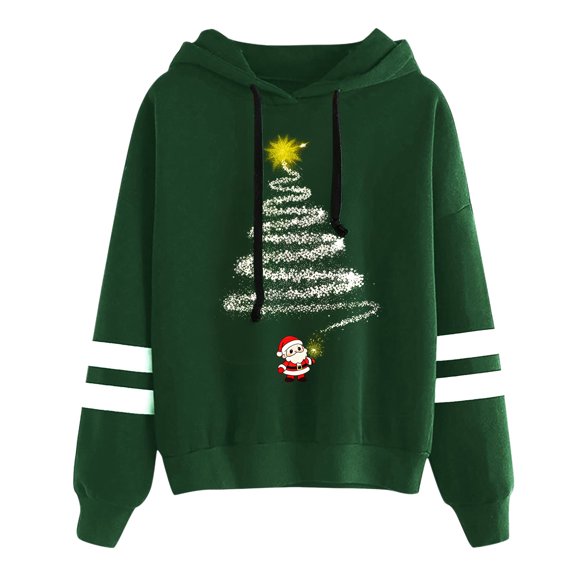 Xudanell Women Sweatshirt Graphic Christmas Shirts for Women Oversized Hoodies Thermal Clothes Workout