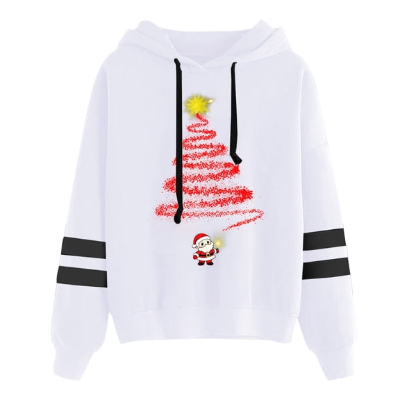 Xudanell Women Sweatshirt Graphic Christmas Shirts for Women Oversized Hoodies Thermal Clothes Workout