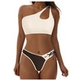 thumbnail image 1 of Xudanell Two piece Womens High Waisted Bikini Set Tie Knot High Rise Two Piece Swimsuits V Neck Bathing Suits Sexy Swimwear (Brown,L), 1 of 9