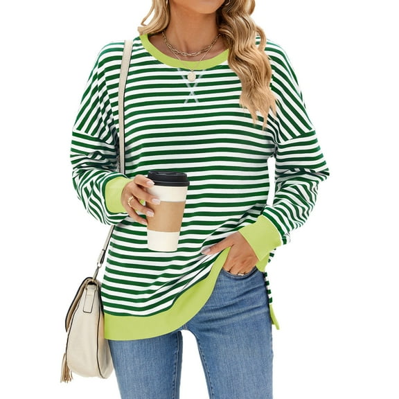 Xudanell Women's Crewneck Cropped Pullover Sweatshirt Cute Basic Long Sleeves Workout Tops weatshirts Oversized Pullover Hoodies (Green,XXL)