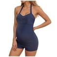 thumbnail image 1 of Xudanell Women's One Piece Swimsuit Maternity Wrapped Front Ruched Pregnancy Bathing Suit Back Hook Cutout backless Sexy&nbsp;Bathing&nbsp;Suit (Blue,M), 1 of 9