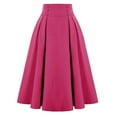 thumbnail image 1 of Xudanell Women's Pleated Skirt Chiffon Elastic Waist Soft Flowy A-Line Summer Length Skirt Long Skirts (Pink,L), 1 of 2