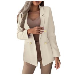 Women's Ruched 3/4 Sleeve Blazer - Lightweight Slim Fit With Padded Shoulders For Business Casual