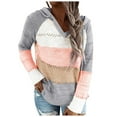 thumbnail image 1 of Xudanell Women's Sweaters Color Block Knit Pullovers Long-Style Fall Hoodies Sweaters for Women Trendy Pink XXXXXL, 1 of 4