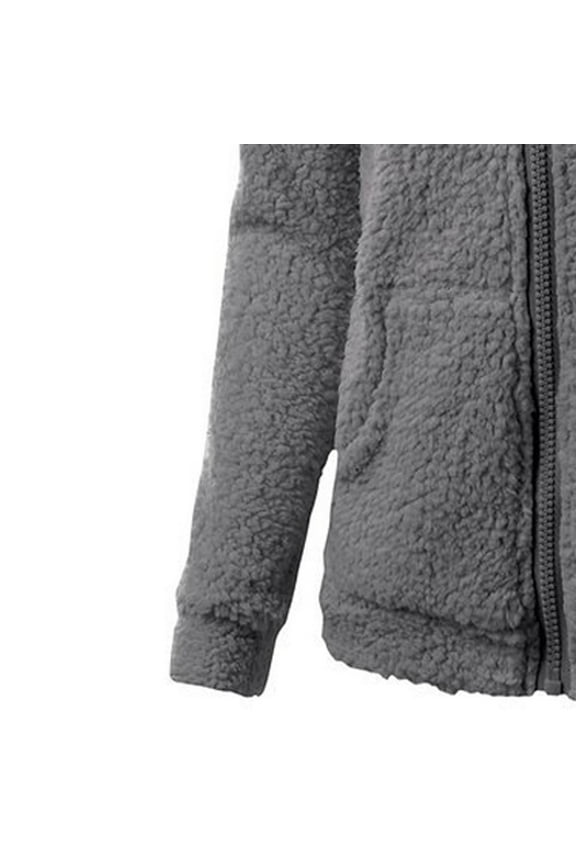 Womens Cardigan 2024 Winter Oversized Open Front Fleece Hooded Jacket Coats (Dark Gray,XXL)