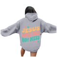 thumbnail image 1 of Xudanell Womens Casual Hoodie Fleece Smooth Sweatshirt Colorful Print Plus Size Clothes for Women Long Sleeve Tops Grey XXL, 1 of 7