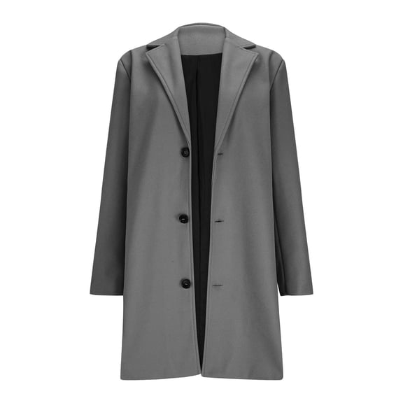 Xudanell Womens Coats Winter Womens Clothes Trendy Lapel Woolen Coat with Button Mid Length Trench Coat Outwear