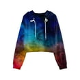 thumbnail image 1 of Xudanell Womens Cropped Sweatshirt Tie Dye Graphic Print Hoodie Women Blouses Sweatshirt Going Out Top Dark Blue XL, 1 of 5