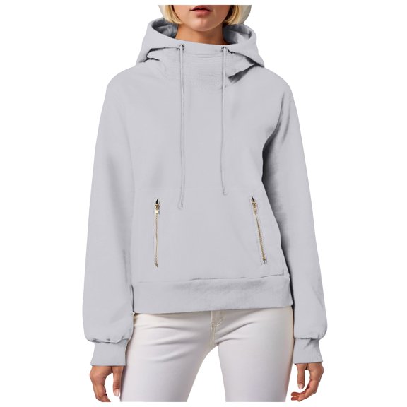 Xudanell Womens Hoodie Cowl Neck Long Sleeve Sweatshirts Fashion Pullover with Drawstring Teen Girls Clothes Grey XL