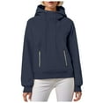 thumbnail image 1 of Xudanell Womens Hoodie Cowl Neck Long Sleeve Sweatshirts Fashion Pullover with Drawstring Teen Girls Clothes Navy S, 1 of 6