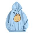 thumbnail image 1 of Xudanell Womens Hoodie Long Sleeve Pullover Doubtful Little Cat Printed Hoodie Solid Fall Clothes for Women Light Blue S, 1 of 3