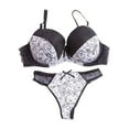 thumbnail image 1 of Xudanell Womens Lingerie Contrast Matching Workout Sports Bra and Panty Set 2 Piece Yoga Gym Bralette and StretchThong Sexy Sets (White,34BC), 1 of 3