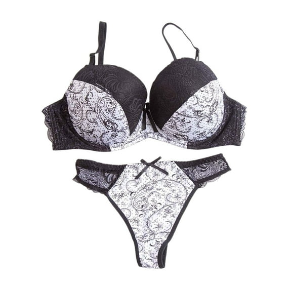 Xudanell Womens Lingerie Contrast Matching Workout Sports Bra and Panty Set 2 Piece Yoga Gym Bralette and StretchThong Sexy Sets (White,34DE)