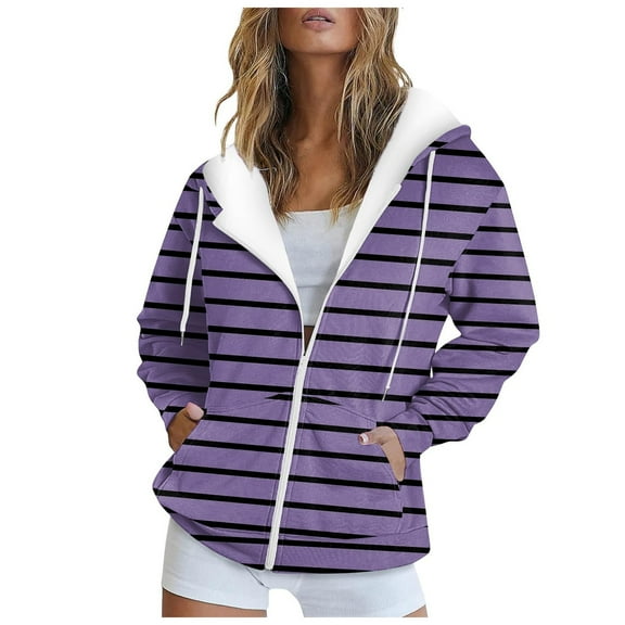 Xudanell Womens Shirts Casual Fall Hooded Sweatshirt Jacket Autumn Long Sleeves Oversized Zip up Hoodie for Women Purple XXL
