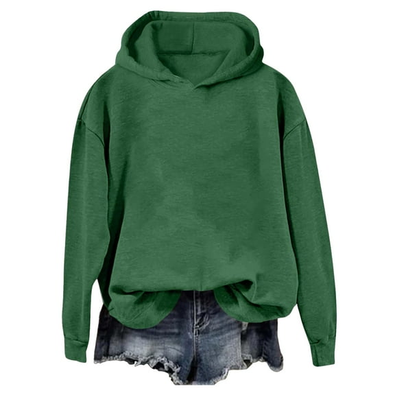 Xudanell Womens Sweaters Basic Hoodies Long Sleeve Pullover Hoodies with Pockets Activewear Autumn Sweatshirts Green XL