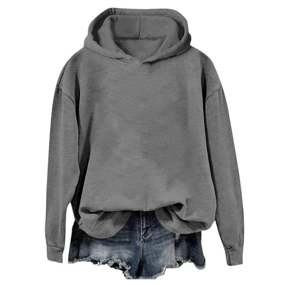 Xudanell Womens Sweaters Basic Hoodies Long Sleeve Pullover Hoodies with Pockets Activewear Autumn Sweatshirts Grey S