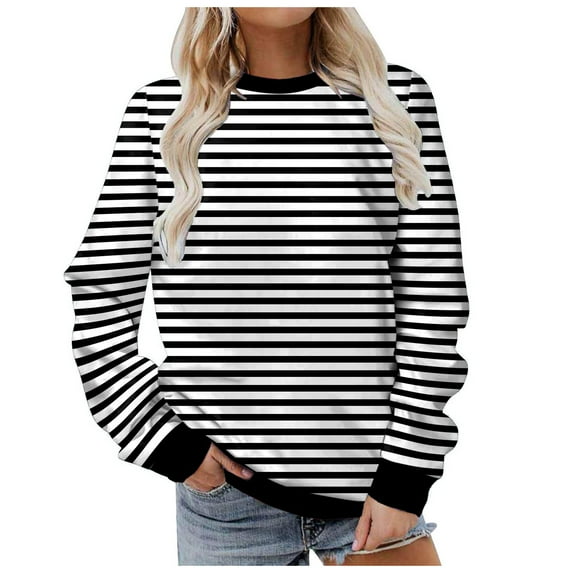 Xudanell Womens Sweatshirt 2024 Crewneck Long Sleeve Casual Loose Pullover Sweatshirts Tops Shirts weatshirts Oversized Pullover Hoodies (Black,S)