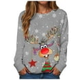 thumbnail image 1 of Xudanell Womens Tops Plus Size Cute Reindeer Christmas Sweatshirts for Women Clothes Holiday Long Sleeve Shirts, 1 of 5