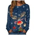 thumbnail image 1 of Xudanell Womens Tops Plus Size Cute Reindeer Christmas Sweatshirts for Women Clothes Holiday Long Sleeve Shirts, 1 of 5