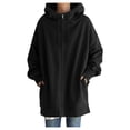 thumbnail image 1 of Xudanell Womens Zip up Hoodie Solid Color Pullover Long Sweatshirt for Women Hooded Jacket Woman Clothing Fashion Black XXXXL, 1 of 6
