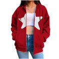 thumbnail image 1 of Xudanell Zip up Hoodie Women Baggy Sweatshirts Solid Color Stars Hoodies Plus Size Gym Clothes for Women Red L, 1 of 5