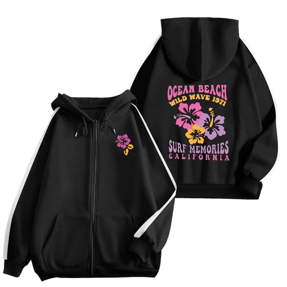 Xudanell Zip up Hoodie Women Long Sleeve Fall Oversized Sweatshirt Zipper Jacket Casual Fashion Top Black XXL