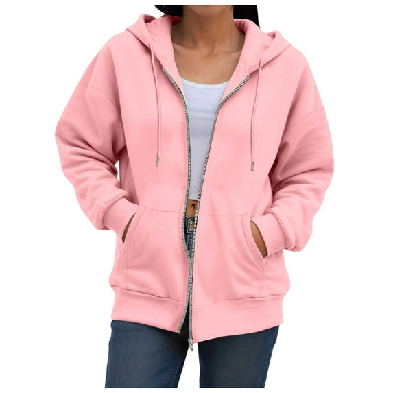 Xudanell Zip up Hoodie Women Oversized Trendy Plus Size Hoodie Fall Coats Womens Sweatshirt with Pockets