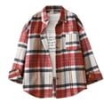 thumbnail image 1 of Xuemjiao Blouses for Women Women's Woolen Plaid Shirt Vintage Taste Outside Wearing A Plaid Top Business Casual Tops for Women Women Blouse Camisas Para Mujer (Red,S), 1 of 2