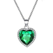 Xuemjiao Necklaces for Women Crystal Gemstone Love Necklace with Classic Ocean Heart Necklace Necklace (Green,One Size)