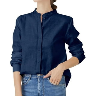 Navy Blue Blouson Tops
